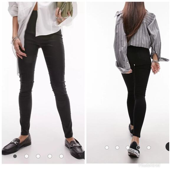 Topshop The Iconic Joni High Rise Skinny fit in Coated Black Size 25 NWT - Picture 1 of 9